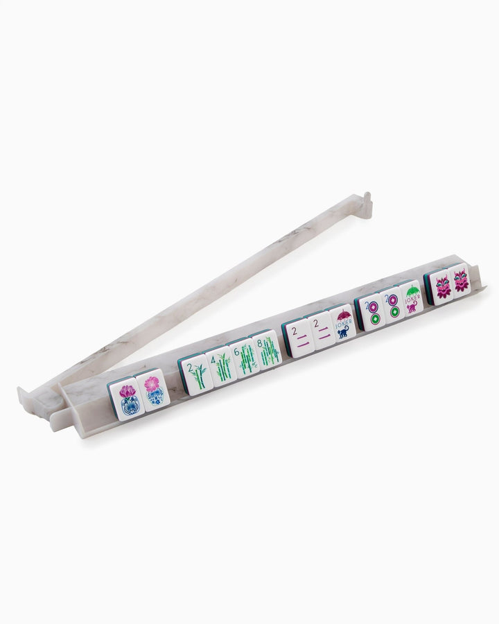 Carrara Marble Mahjong Rack & Pusher Set - Something Splendid Co.