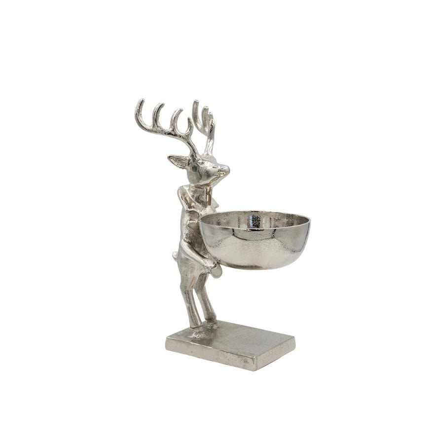 Cast Aluminum Deer Holding Bowl - Something Splendid Co.