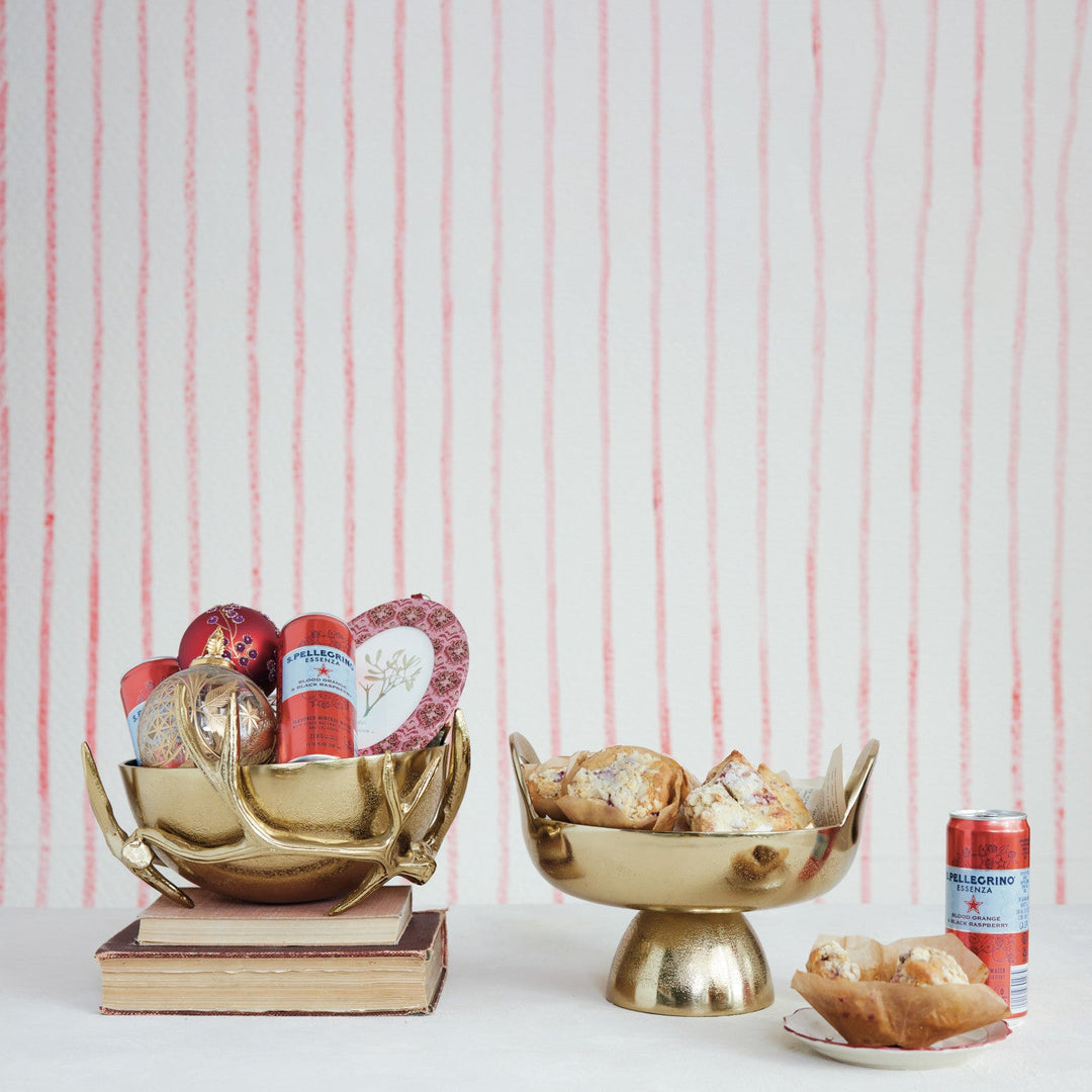 Cast Aluminum Footed Bowl with Handles, Gold Finish - Something Splendid Co.