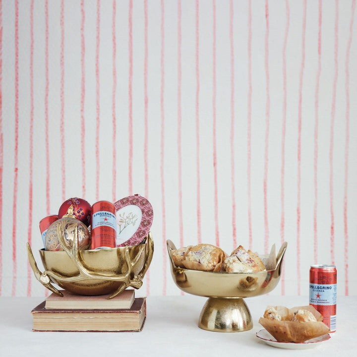 Cast Aluminum Footed Bowl with Handles, Gold Finish - Something Splendid Co.