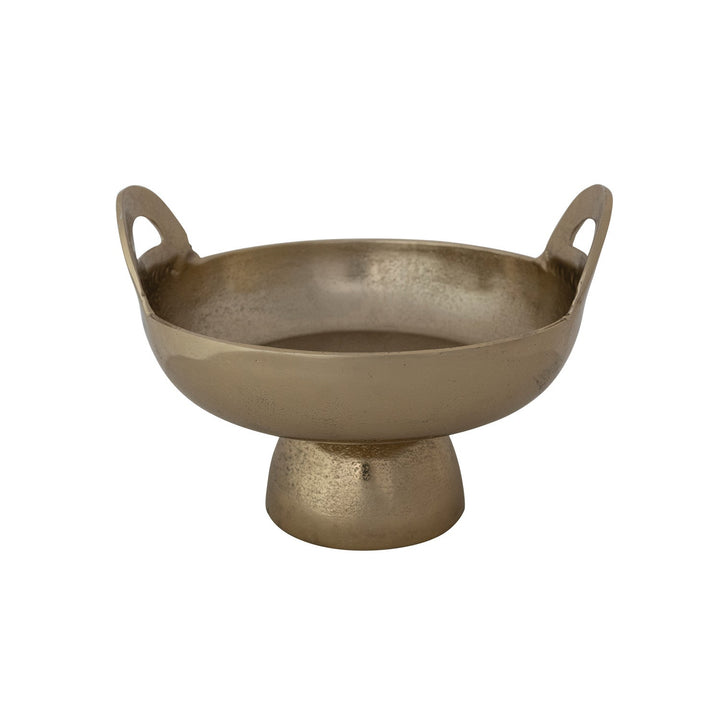 Cast Aluminum Footed Bowl with Handles, Gold Finish - Something Splendid Co.