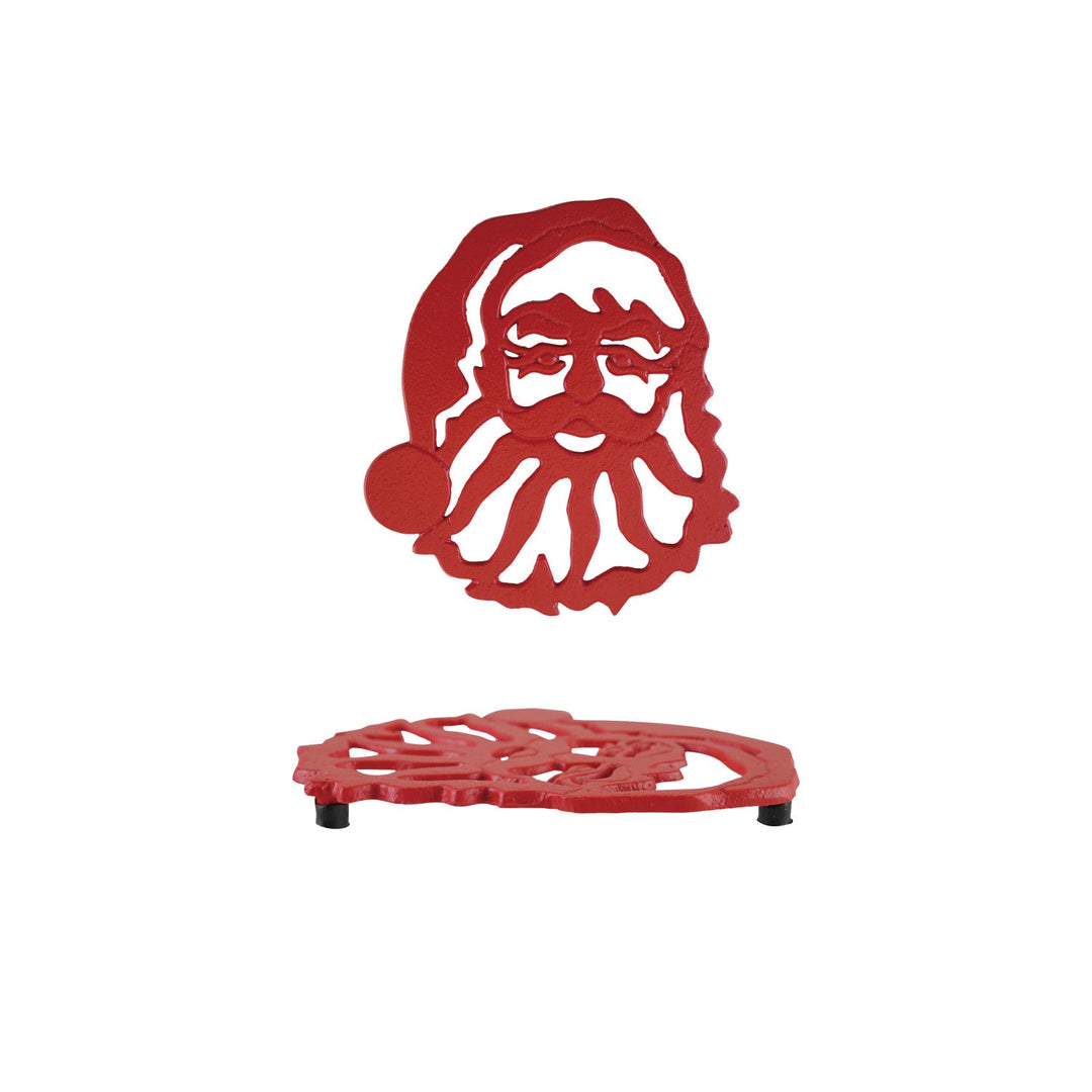 Cast Iron Santa Head Shaped Trivet, Red - Something Splendid Co.