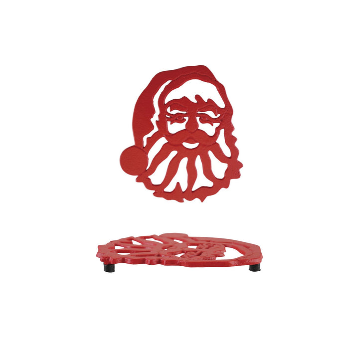 Cast Iron Santa Head Shaped Trivet, Red - Something Splendid Co.