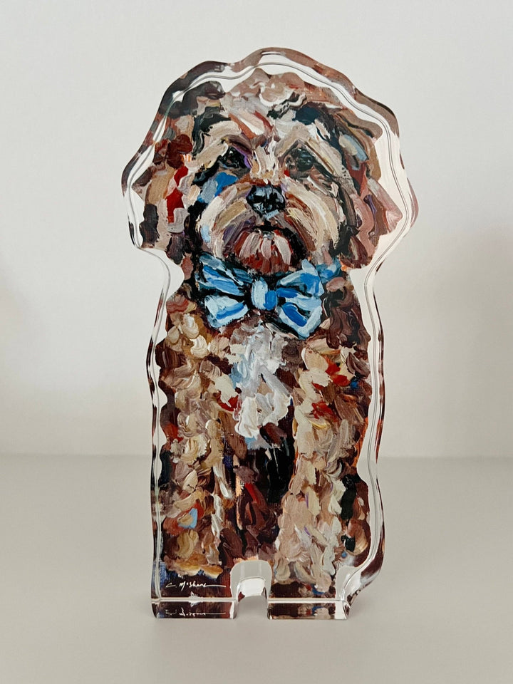 "Cavapoo Red With Blue Bow" acrylic WHOLESALE - Something Splendid Co.