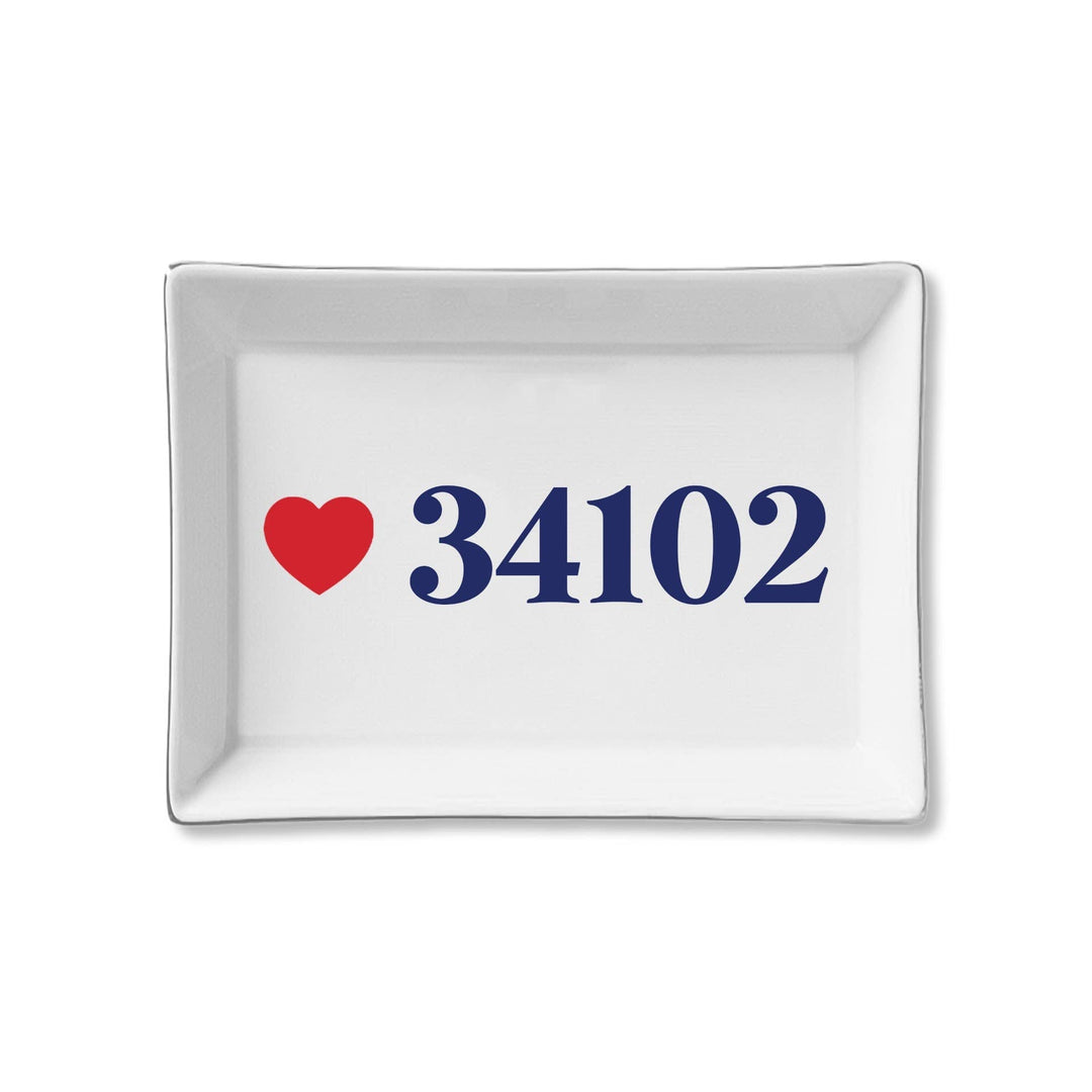 Ceramic Tray- Custom Heart w Zip Code - Something Splendid Co.