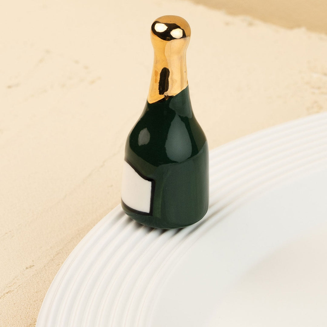 Champagne Celebration Mini by Nora Fleming — hand-painted ceramic champagne bottle ready to pop (alternate view)