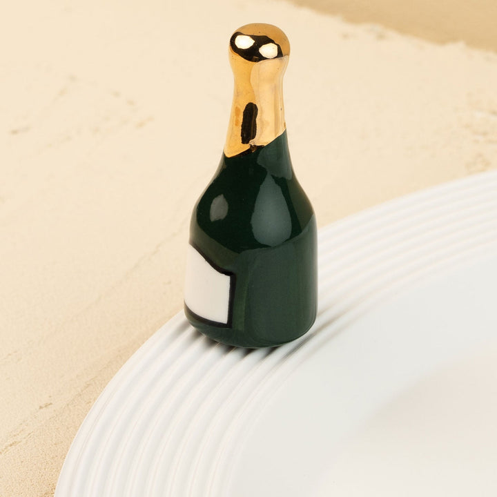 Champagne Celebration Mini by Nora Fleming — hand-painted ceramic champagne bottle ready to pop (alternate view)