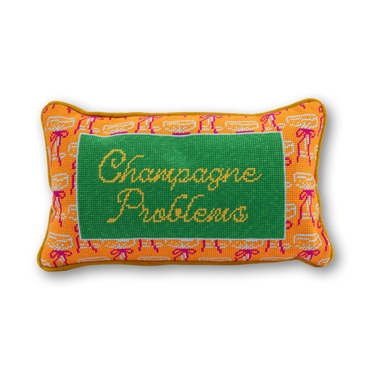 Champagne Problems Needlepoint Pillow - Something Splendid Co.