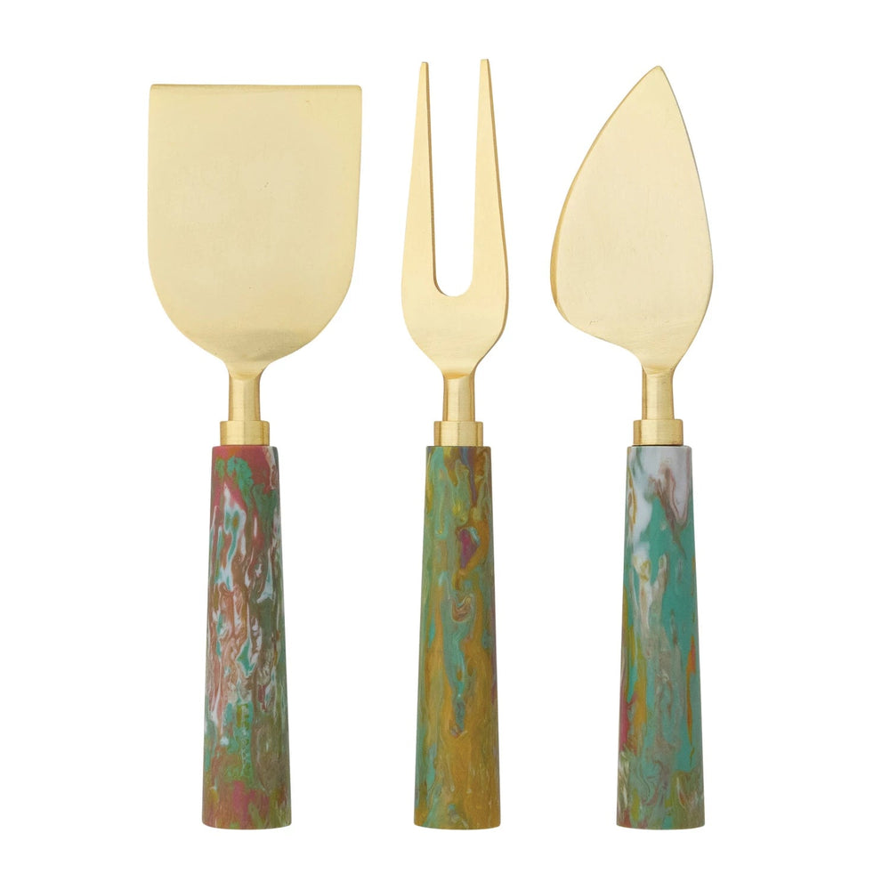 Cheese Knives with Marbled Resin Handles, Set of 3 - Something Splendid Co.
