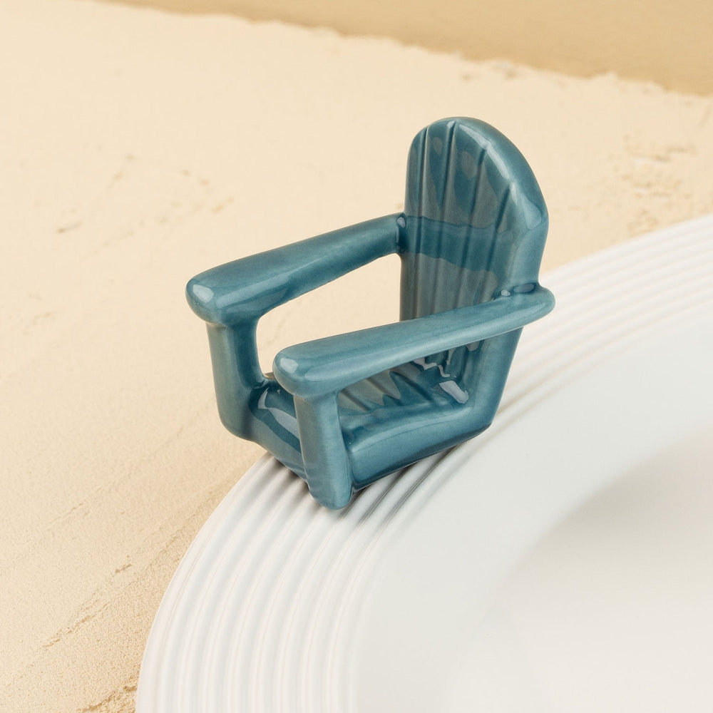 Chillin' Chair Blue Mini by Nora Fleming — hand-painted ceramic blue Adirondack chair (alternate view)