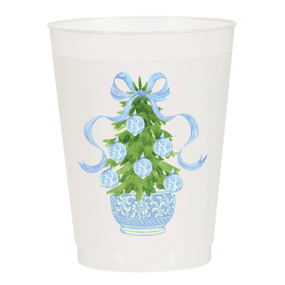 Chinoiserie Christmas Tree Frosted Cups - Christmas - Something Splendid Co.