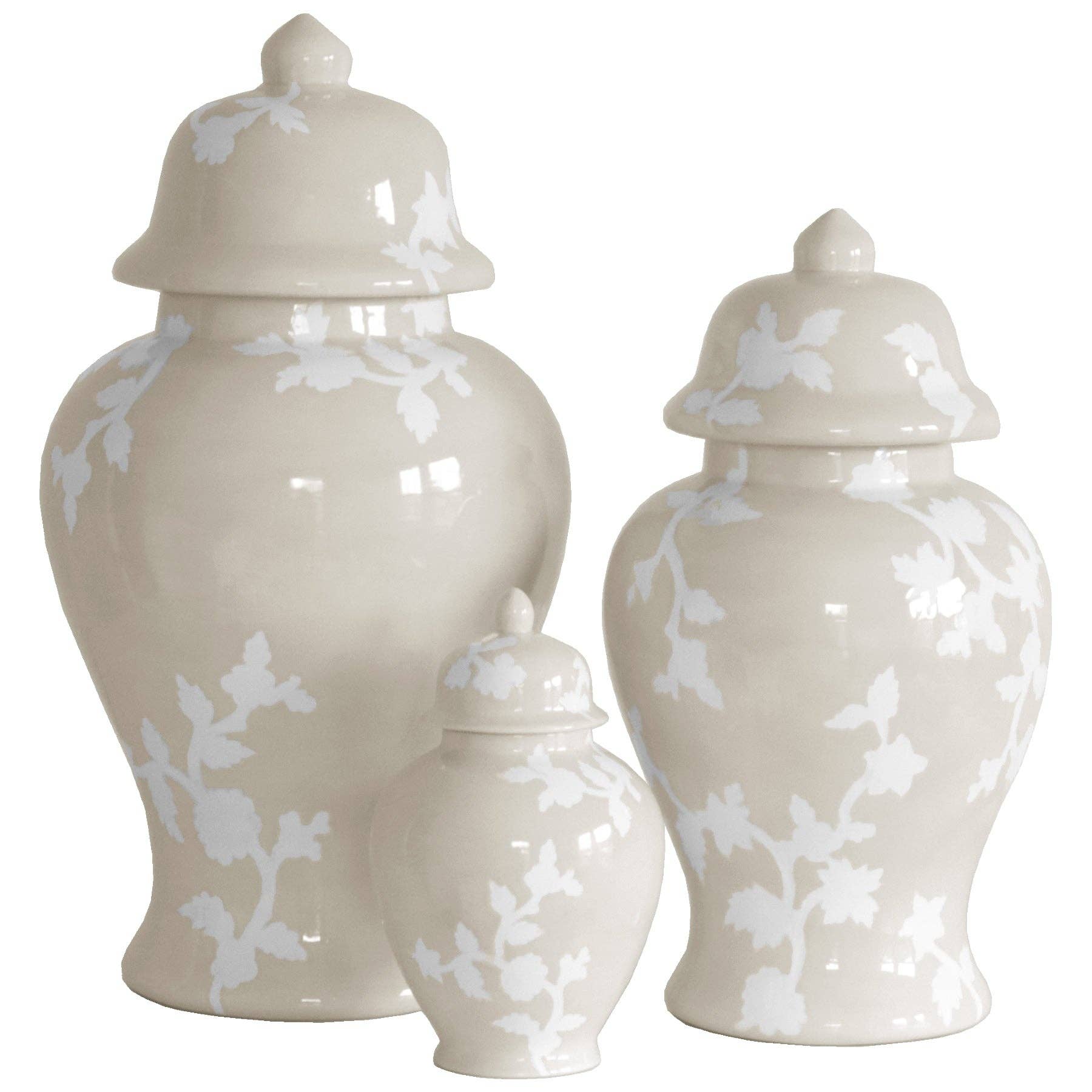 Chinoiserie Dreams Ginger Jars in Beige: Small - Thumbnail 2