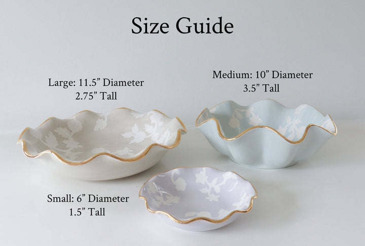 Chinoiserie Dreams Scalloped Bowls with 22K Gold | Beige - Something Splendid Co.