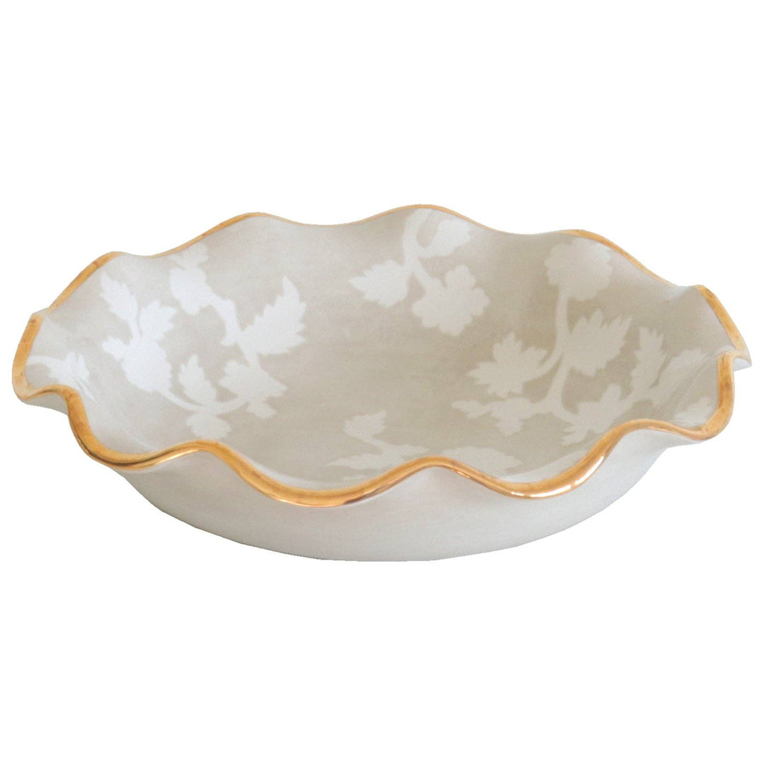 Chinoiserie Dreams Scalloped Bowls with 22K Gold | Beige - Something Splendid Co.