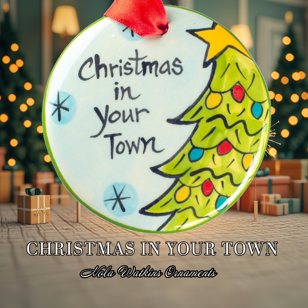 Christmas in Destination Ornament - Hand Painted Ceramic - Something Splendid Co.