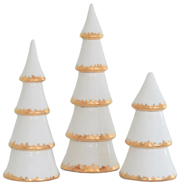 White Christmas Trees with 22k Gold Acccents