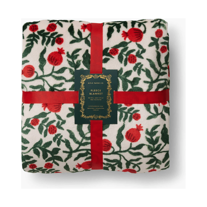 Christmastide Pomegranate Fleece Blanket - Something Splendid Co.