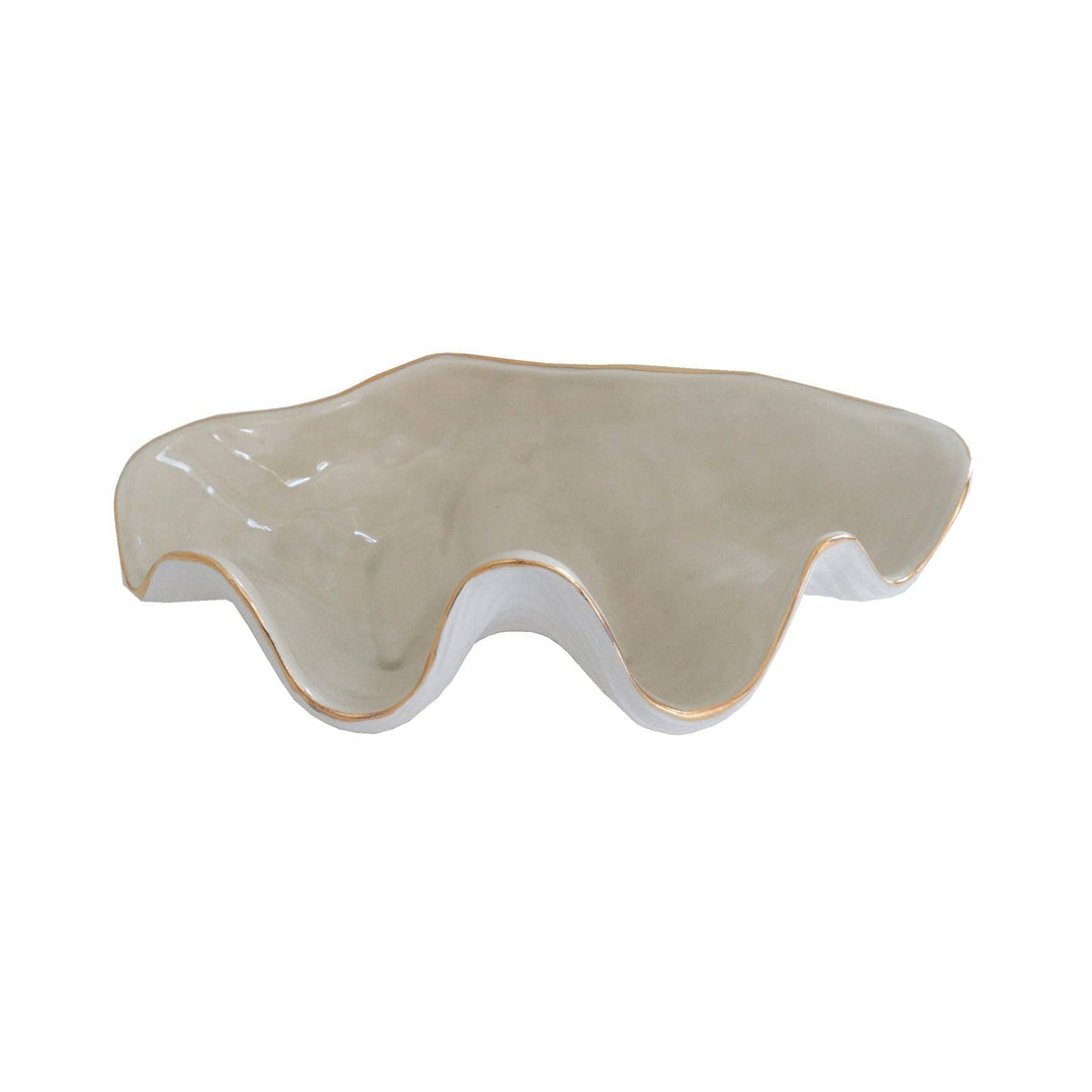 Clam Shell Bowl with 22K Gold Accent - 2 Colors, 2 Sizes - Something Splendid Co.