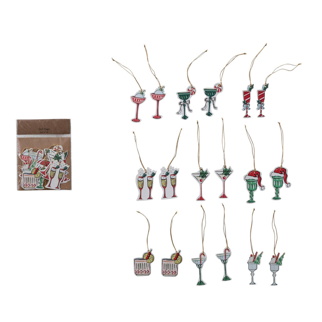 Cocktail Gift Tag Ornaments, Set of 18 - Something Splendid Co.