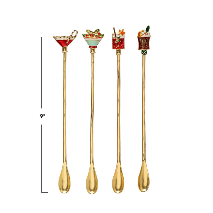 Cocktail Spoons with Beverage Icon Handles - Something Splendid Co.