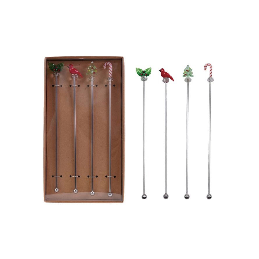 Cocktail Stirrers with Hand - Blown Glass Icons - Something Splendid Co.