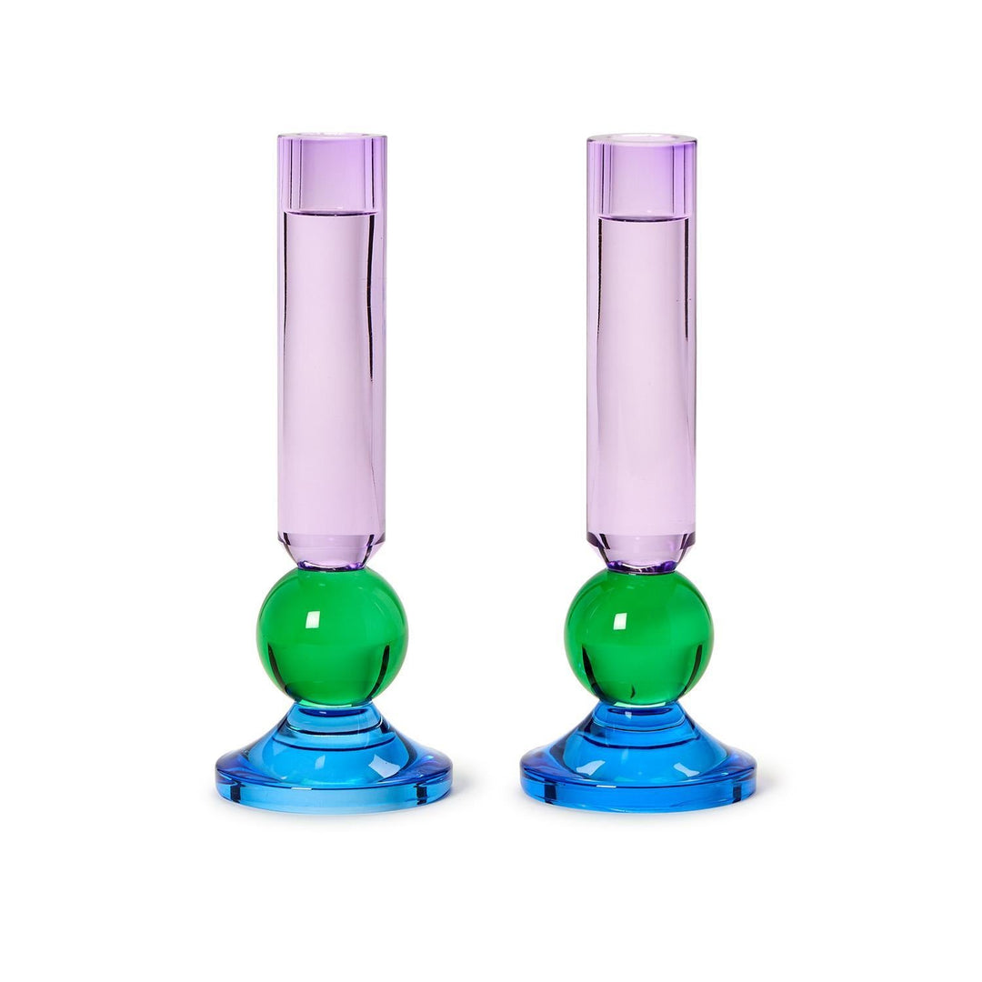 Color Pop Glass Taper Candleholders - Set of 2 - Choose Your Color - Something Splendid Co.