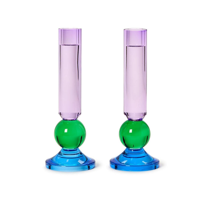 Color Pop Glass Taper Candleholders - Set of 2 - Choose Your Color - Something Splendid Co.