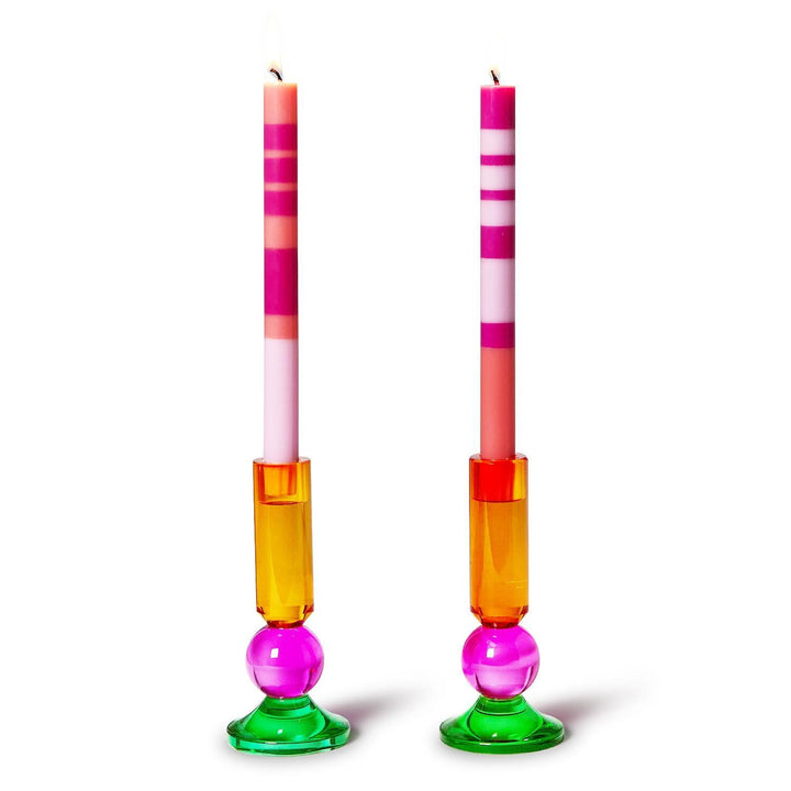 Color Pop Glass Taper Candleholders - Set of 2 - Choose Your Color - Something Splendid Co.