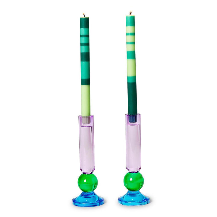 Color Pop Glass Taper Candleholders - Set of 2 - Choose Your Color - Something Splendid Co.