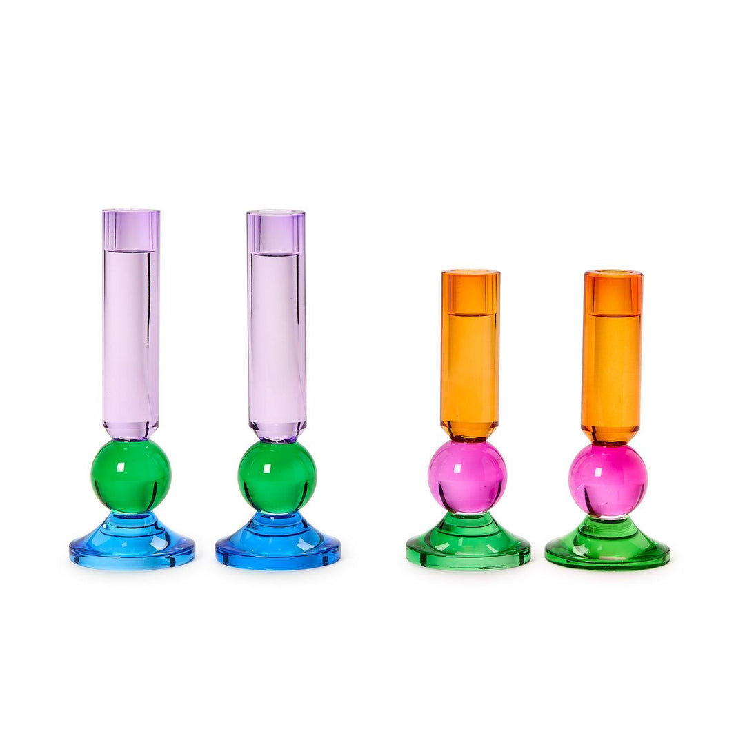 Color Pop Glass Taper Candleholders - Set of 2 - Choose Your Color - Something Splendid Co.