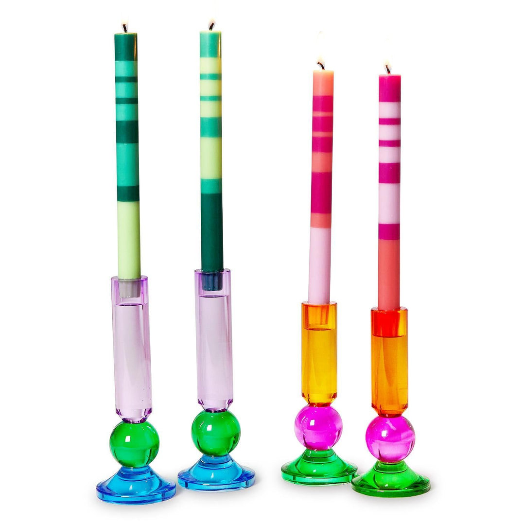 Color Pop Glass Taper Candleholders - Set of 2 - Choose Your Color - Something Splendid Co.