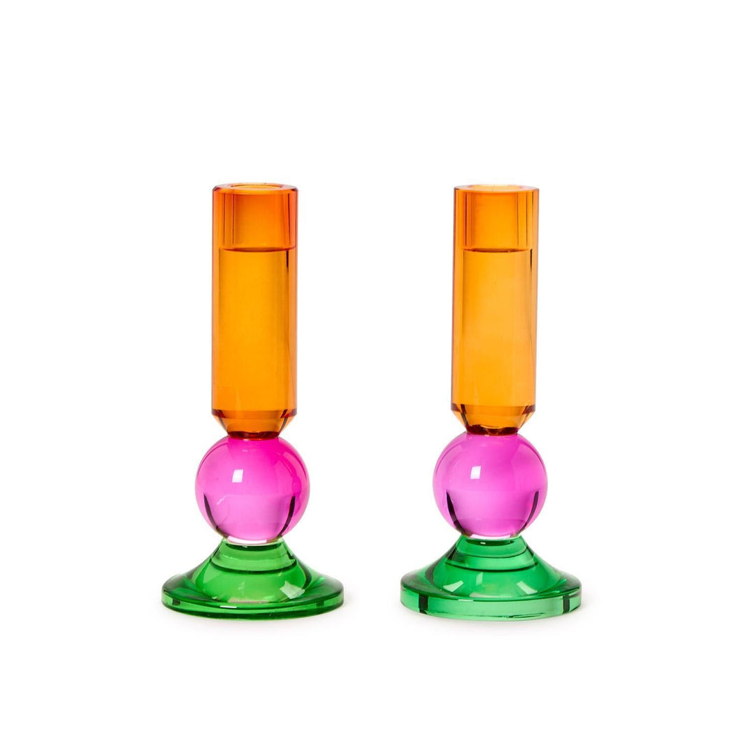 Color Pop Glass Taper Candleholders - Set of 2 - Choose Your Color - Something Splendid Co.
