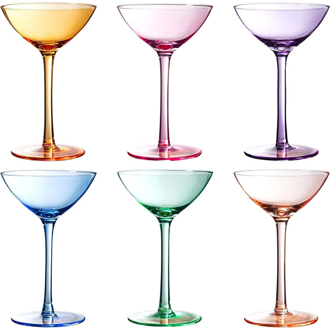 Colored Coupe Glasses, Bright | Set of 6 | 7.3 oz - Something Splendid Co.