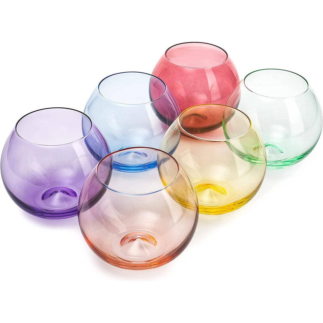 Colored Stemless Wine Glass Set, 18 oz 6-Set - Something Splendid Co.