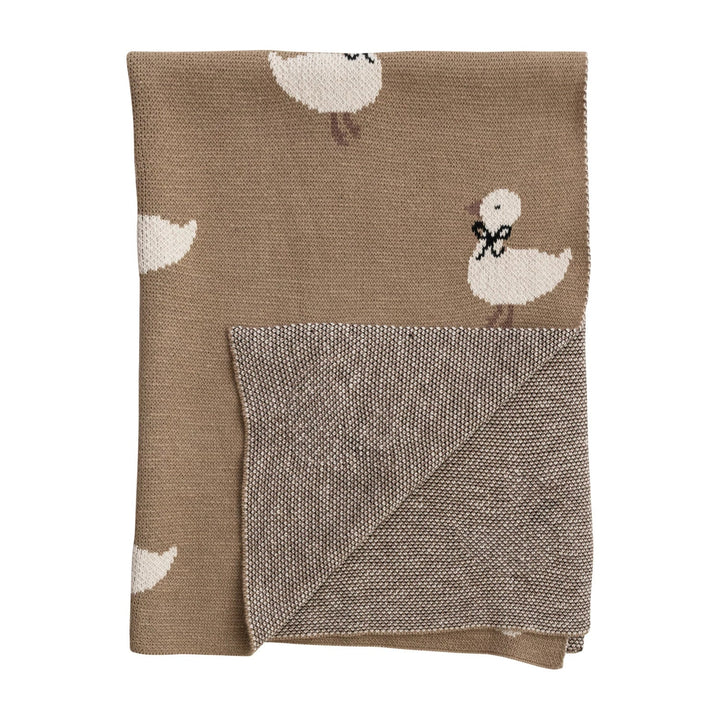 Cotton Knit Baby Blanket with Ducklings - Something Splendid Co.
