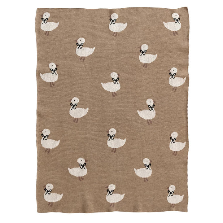 Cotton Knit Baby Blanket with Ducklings - Something Splendid Co.