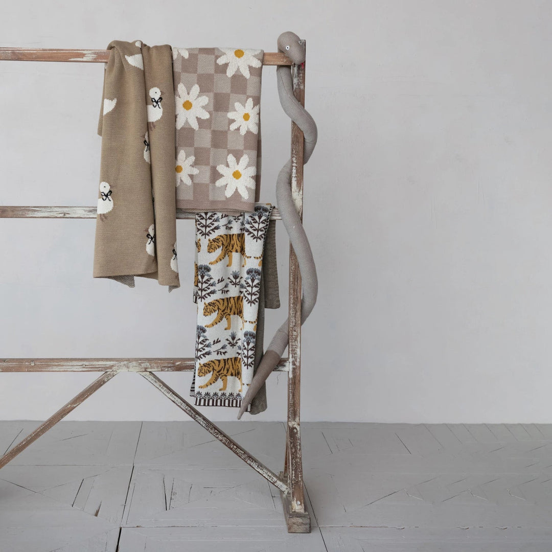 Cotton Knit Baby Blanket with Ducklings - Something Splendid Co.