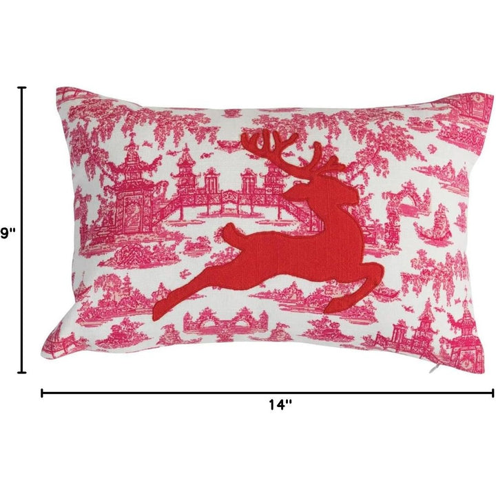 Cotton Pillow with Toile Pattern & Reindeer - Something Splendid Co.