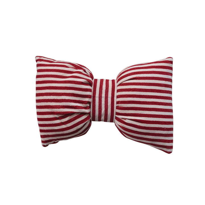 Cotton Velvet Bow Shaped Striped Lumbar Pillow - Something Splendid Co.