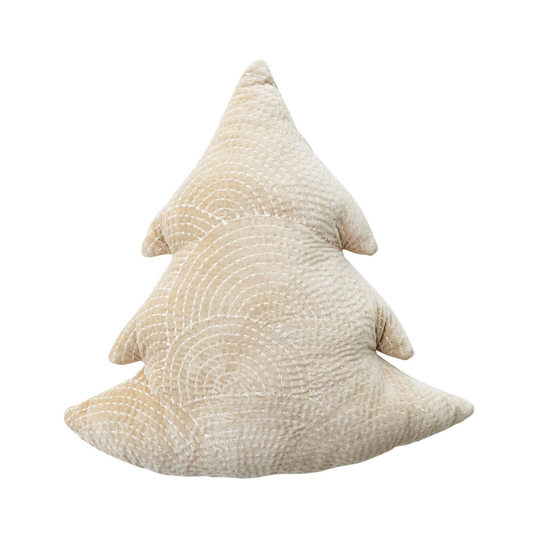 Cotton & Velvet Tree Shaped Pillow, Cream - Something Splendid Co.