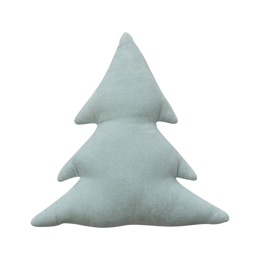 Cotton & Velvet Tree Shaped Pillow, Mint - Something Splendid Co.
