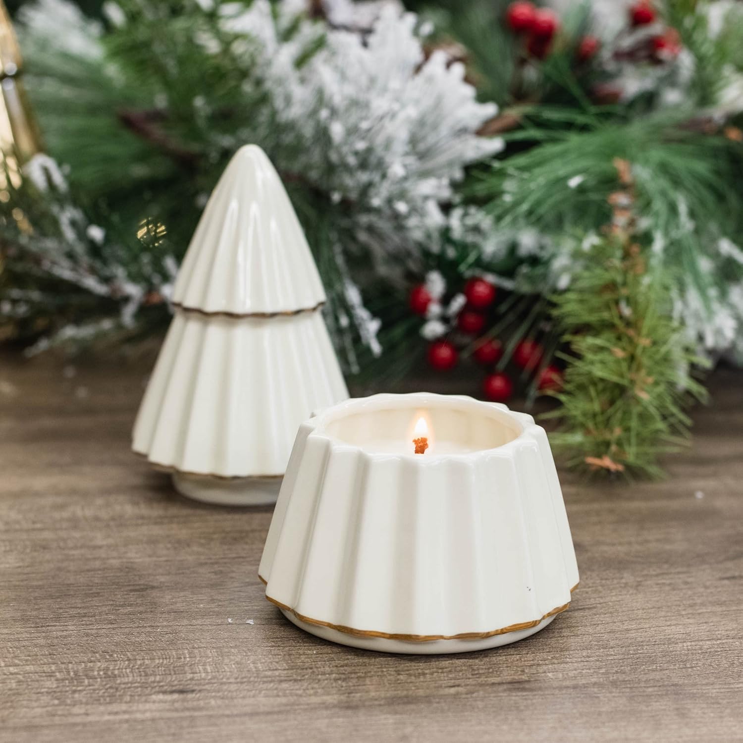 Cozy Cashmere Gilded Tree Candle
