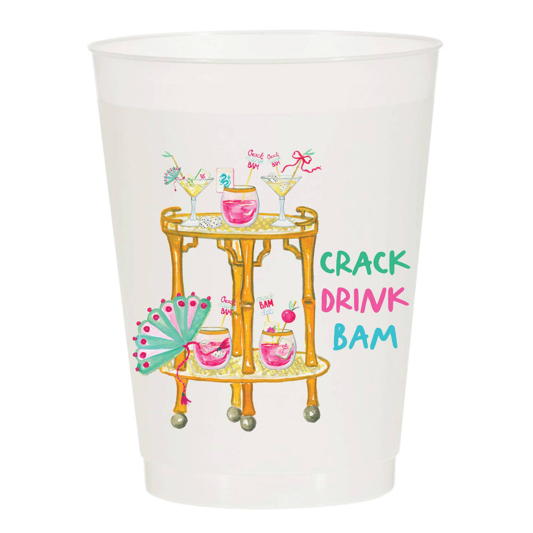 Crack Drink Bam Frosted Cups - Mahjong - Something Splendid Co.