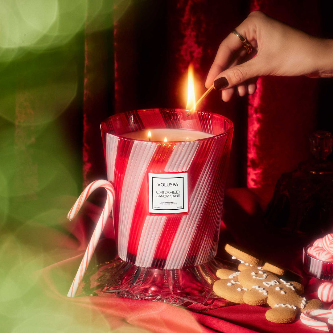 Crushed Candy Cane 3 Wick Hearth Candle - Something Splendid Co.