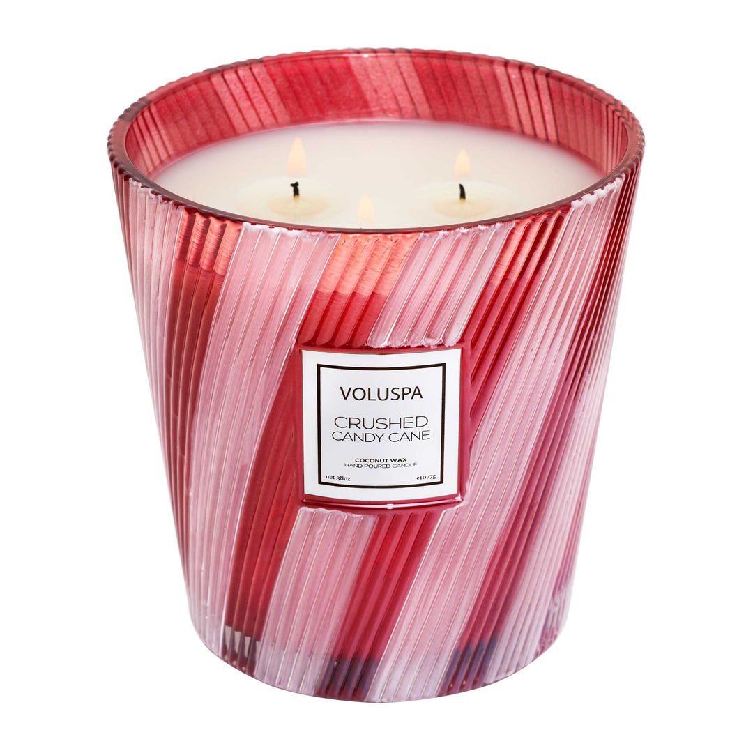 Crushed Candy Cane 3 Wick Hearth Candle - Something Splendid Co.