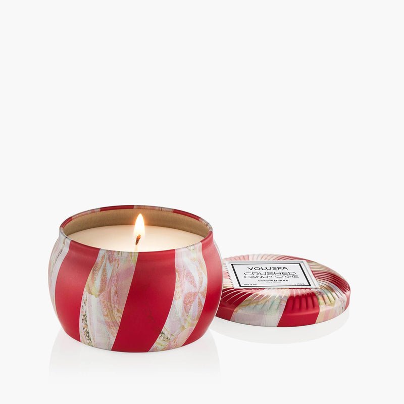 Crushed Candy Cane Mini Tin Candle - Something Splendid Co.