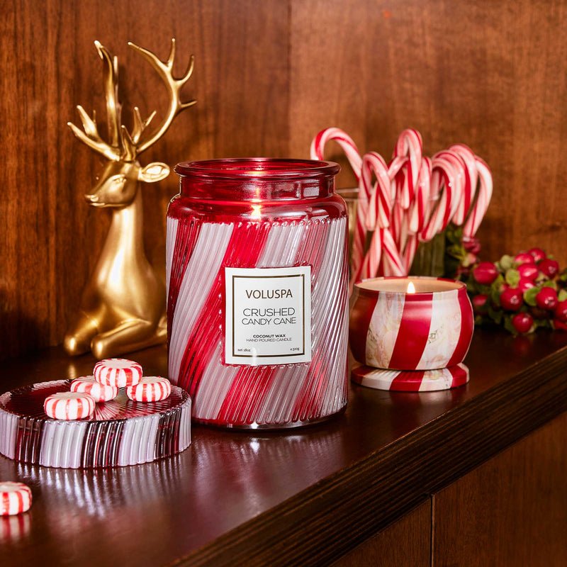 Crushed Candy Cane Mini Tin Candle - Something Splendid Co.
