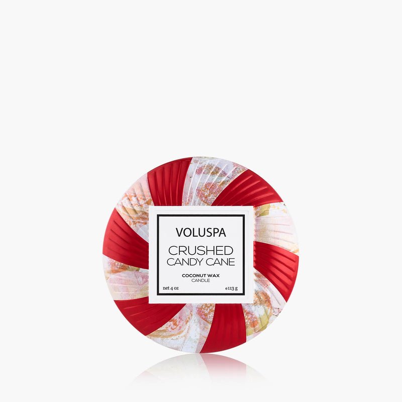 Crushed Candy Cane Mini Tin Candle - Something Splendid Co.
