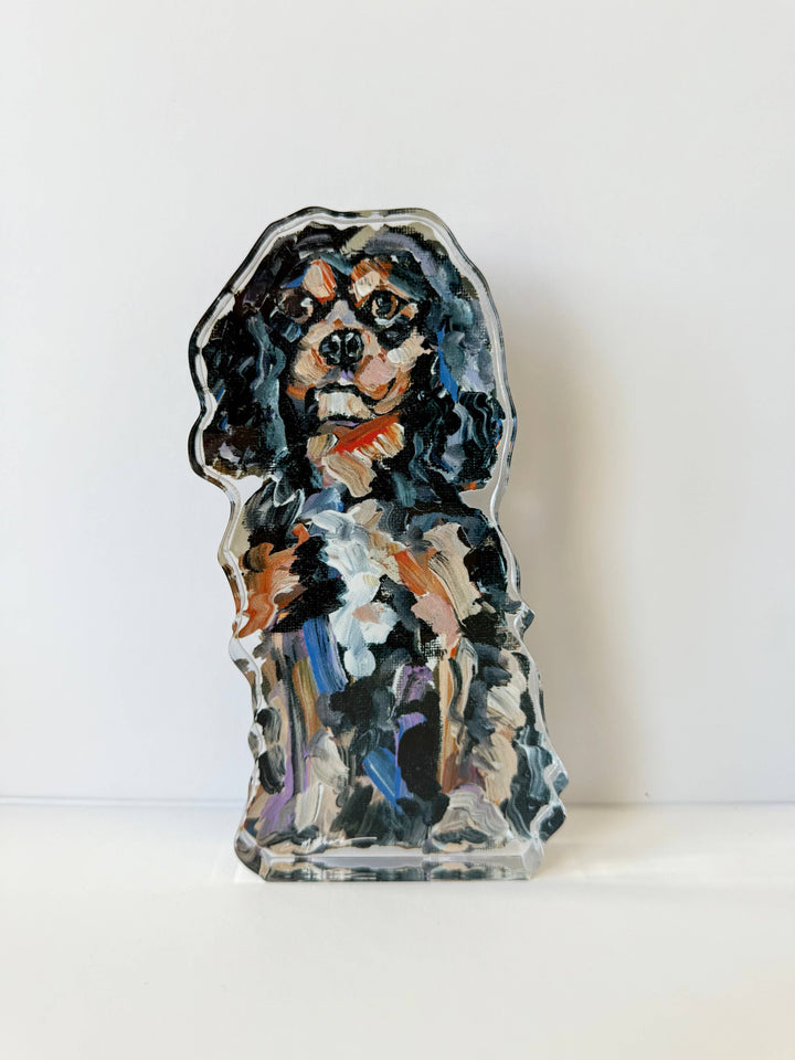 Cavalier King Charles Black & Tan Acrylic Shelfie | Large
