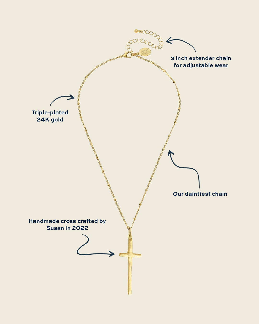 Dainty Elongated Cross Necklace - Something Splendid Co.